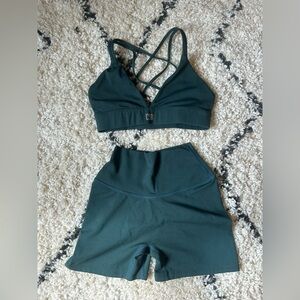 Crop Shop Boutique Dark Green Athletic Shorts Set